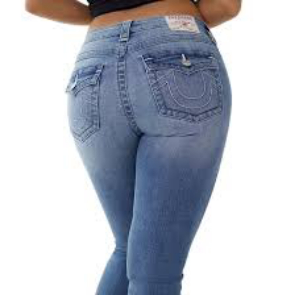 True Religion Becca Womens Mid-Rise Medium Wash Bootcut Jeans size 34